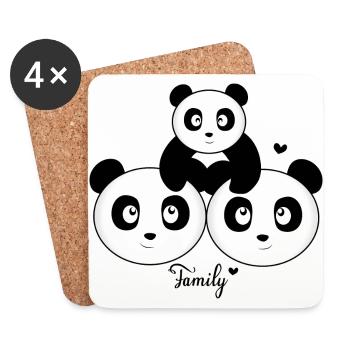 Famille, amour, panda, ours, panda, famille - Dessous de verre (lot de 4) - blanc - Devant