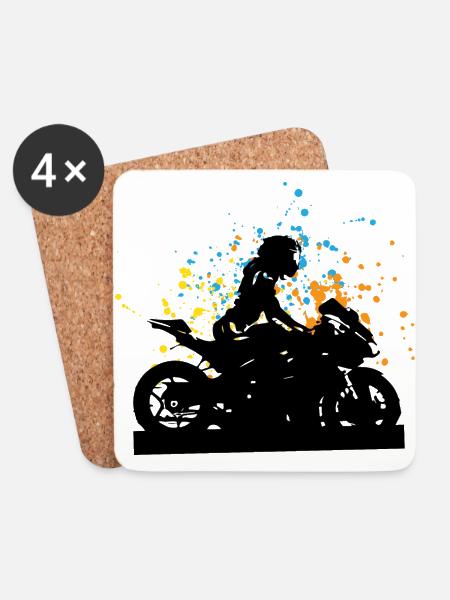 Mädchen Motorradfahrerin Geschenk - Untersetzer (4er-Set) - Weiß