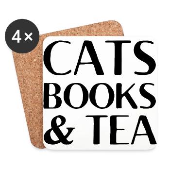 livres de chats et cadeau de chats de thé - Dessous de verre (lot de 4) - blanc - Devant
