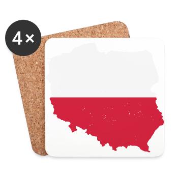 Carte géographique Drapeau Pologne T-Shirt Polska Cadeau - Dessous de verre (lot de 4) - blanc - Devant