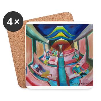 train at night 3 - Coasters (set of 4) - white - Front