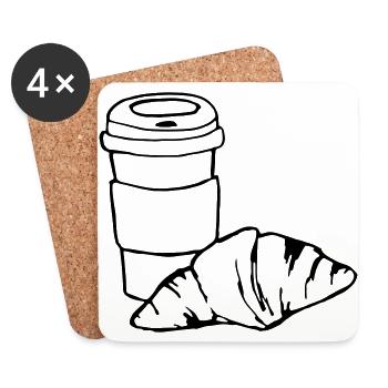 Croissant Coffee Breakfast Gift Idea - Coasters (set of 4) - white - Front