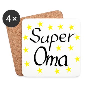 Super Oma gelbe Sterne - Untersetzer (4er-Set) - Weiß - Vorne