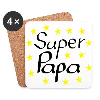 Super Papa gelbe Sterne Geschenk Geburtstag Vater - Untersetzer (4er-Set) - Weiß - Vorne