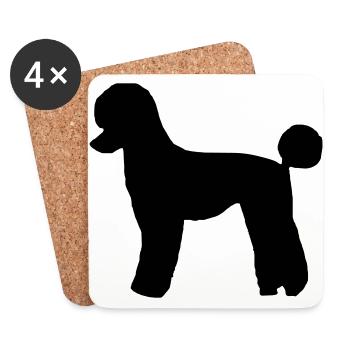 Poodle Silhouette Dog Gift Birthday - Coasters (set of 4) - white - Front