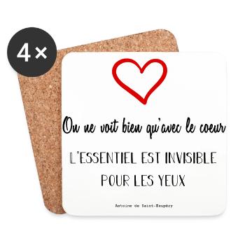 Citation de Antoine de Saint Exupéry - Dessous de verre (lot de 4) - blanc - Devant