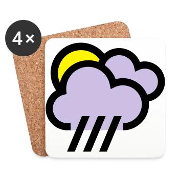 Temps pluvieux, mauvais temps, icône de refroidissement - Dessous de verre (lot de 4) - blanc - Devant