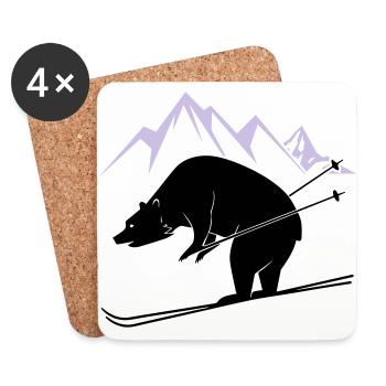 Snowboard Bear - Untersetzer (4er-Set) - Weiß - Vorne