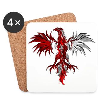 rouge et mur - Dessous de verre (lot de 4) - blanc - Devant