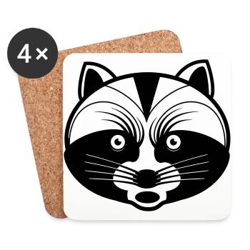 Raccoon mad irritable mood humor bear funny - Coasters (set of 4) - white - Front