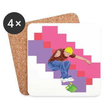 Skateboard Stunt Skateboarder Recreational Sports Hobby - Coasters (set of 4) - white - Front