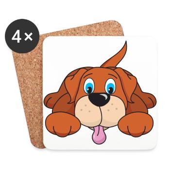 Chiot mignon chien animaux domestiques - Dessous de verre (lot de 4) - blanc - Devant