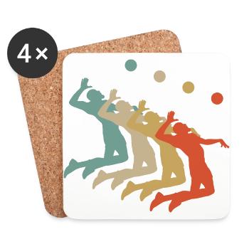 Retro Vintage Style Beach Volleyball Player - Coasters (set of 4) - white - Front