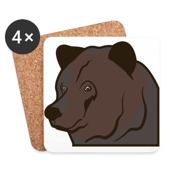Bear head brown bear - Coasters (set of 4) - white - Front