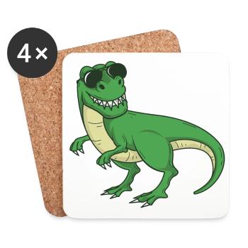 Cool Tyrannosaurus Rex - Dinosaure T-Rex - Dessous de verre (lot de 4) - blanc - Devant
