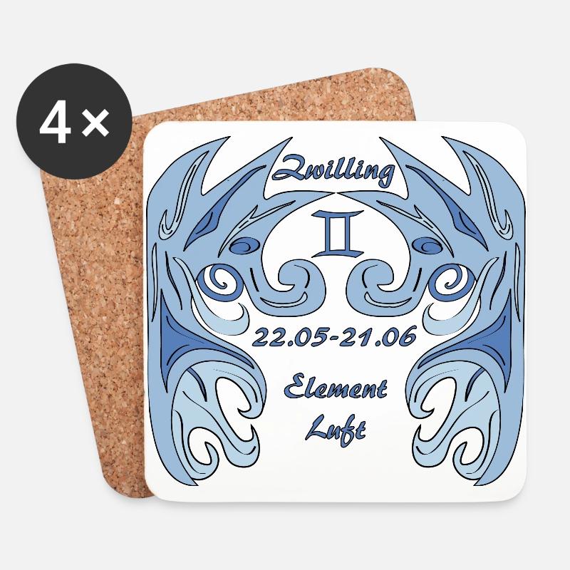 Sternzeichen Zwilling - Untersetzer (4er-Set) - Weiß