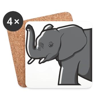 Elephant Elephant Trunk Kenya Safari Wild Animal Animal - Coasters (set of 4) - white - Front
