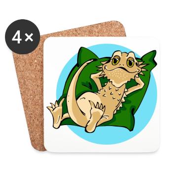 Bartagame cool auf Kissen Reptil Reptilie - Untersetzer (4er-Set) - Weiß - Vorne