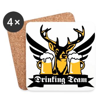 176 Toller Hirsch Drinking Team Flügel Bier Beer - Untersetzer (4er-Set) - Weiß - Vorne