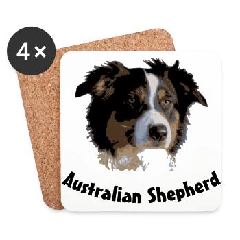australian shepherd aussie hund hüte hüten border - Untersetzer (4er-Set) - Weiß - Vorne