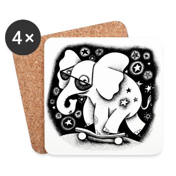 Elefant (trying to be cool) - Untersetzer (4er-Set) - Weiß - Vorne
