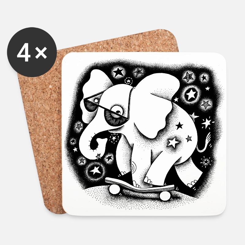 Elefant (trying to be cool) - Untersetzer (4er-Set) - Weiß