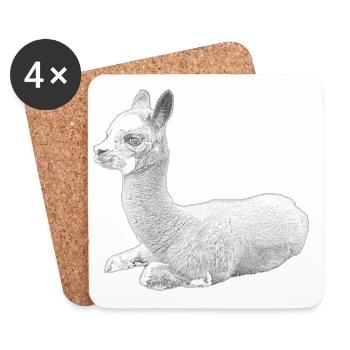 Petit alpaga - Dessous de verre (lot de 4) - blanc - Devant
