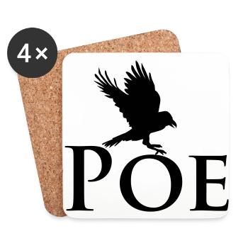POE Rabe flattert - Untersetzer (4er-Set) - Weiß - Vorne