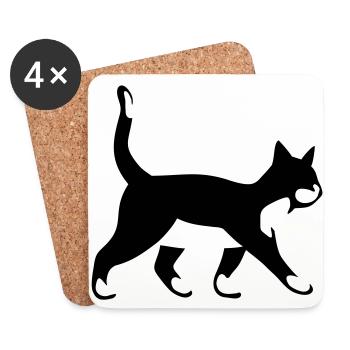 mignon chat * chats - Dessous de verre (lot de 4) - blanc - Devant