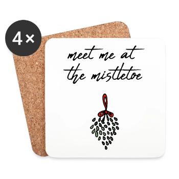 Nous nous rencontrons à Mistletoe Xmas / Gift - Dessous de verre (lot de 4) - blanc - Devant