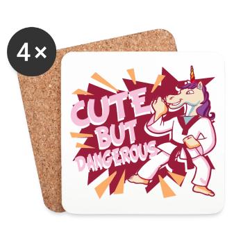 Karate & MMA Unicorn: Doux, mais dangereux, je boxe - Dessous de verre (lot de 4) - blanc - Devant