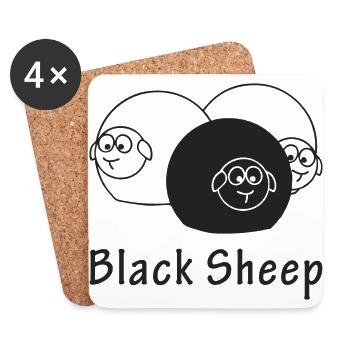 Schwarzes Schaf - Familie - Untersetzer (4er-Set) - Weiß - Vorne
