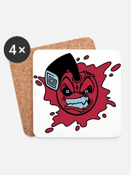 Angry cherry - Untersetzer (4er-Set) - Weiß