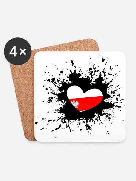 Poland / Polish heart - Coasters (set of 4) - white