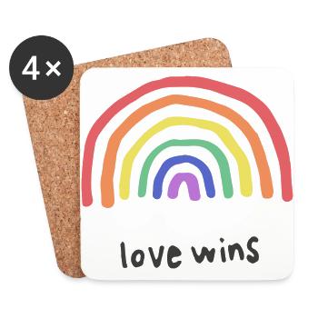 Love wins Rainbow - Coasters (set of 4) - white - Front