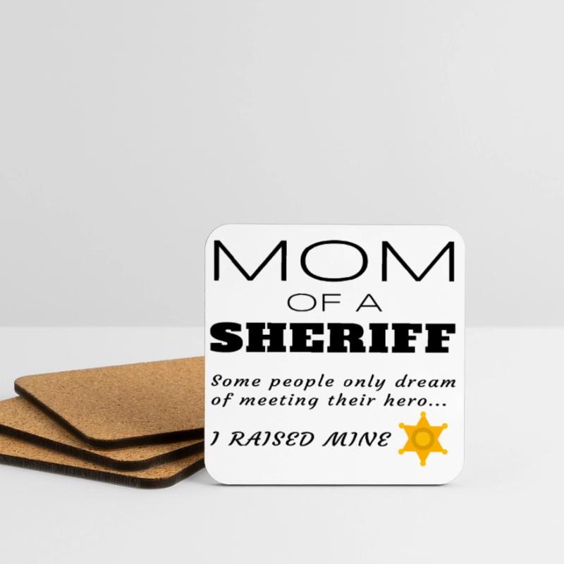 Stolze Mutter einer Sheriff-Mutter Geschenk mit Abzeichen Untersetzer (4er-Set)
