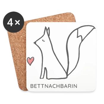 Bettnachbarin Fuchs rechts - Untersetzer (4er-Set) - Weiß - Vorne
