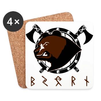 Wikingerbär - Viking Bear - Untersetzer (4er-Set) - Weiß - Vorne