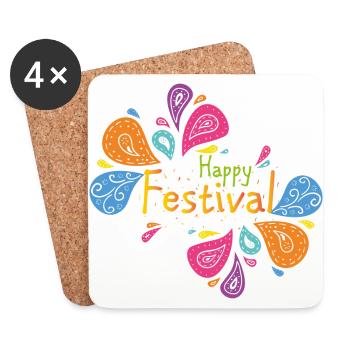 Happy Festival Flower Power Gift Un amour des années 70 - Dessous de verre (lot de 4) - blanc - Devant