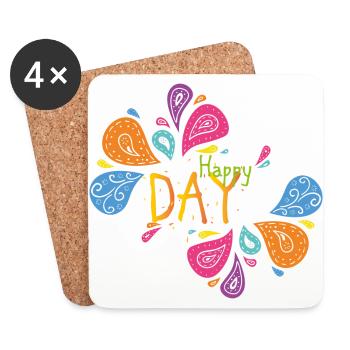 Happy Day Peace Flower Power Geschenk Love 70er - Untersetzer (4er-Set) - Weiß - Vorne