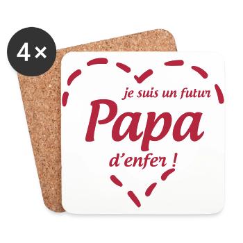 J'ai un futur Papa d'enfer ! - Dessous de verre (lot de 4) - blanc - Devant