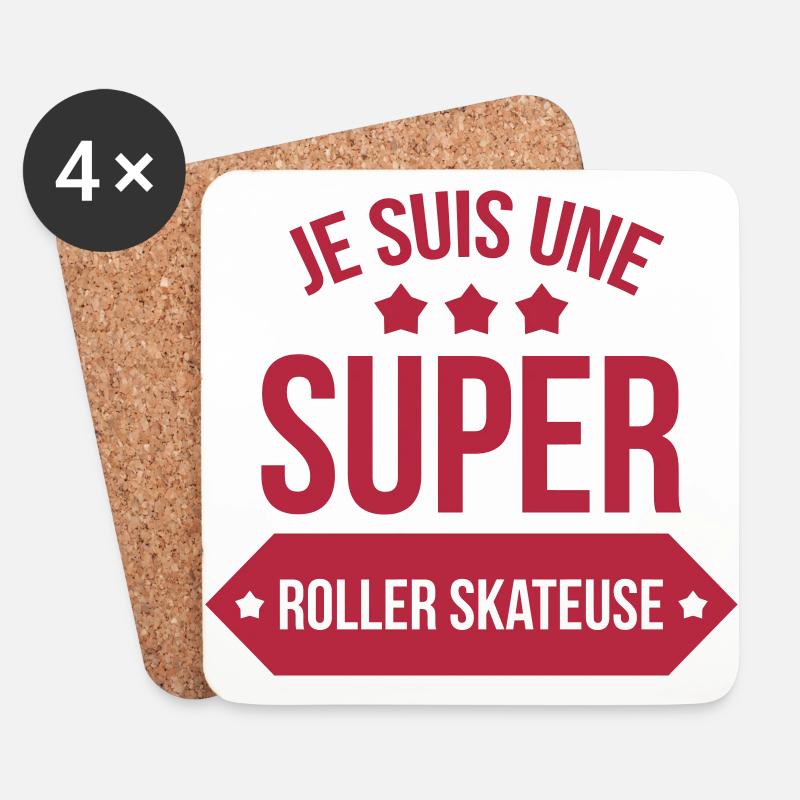Inlineskaten / Rollschuhlaufen / Roller Skating - Untersetzer (4er-Set) - Weiß