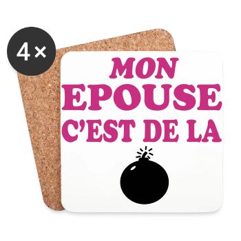 Mon épouse c'est de la bombe 333 - Coasters (set of 4) - white - Front