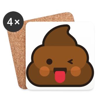 Garbage Wink tongue emoji shit feces pile - Coasters (set of 4) - white - Front