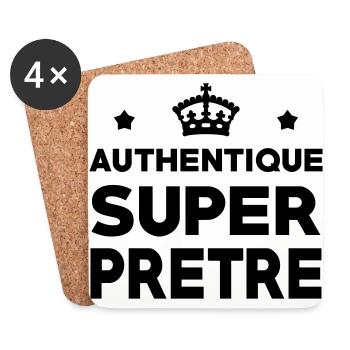 Prêtre / Pretre / Curé / Catho / Catholique - Dessous de verre (lot de 4) - blanc - Devant