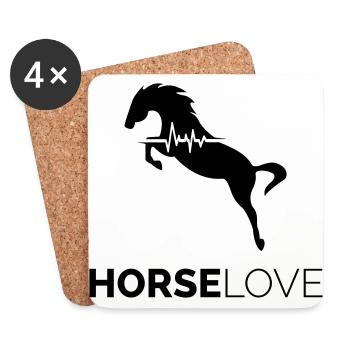 Pferd Herzschlag Liebe Reiten Tierliebe Geschenk - Untersetzer (4er-Set) - Weiß - Vorne