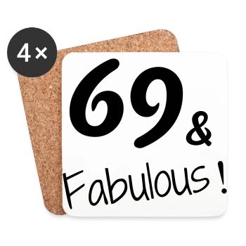 69 / anniversaire / Sport / Fête / soixante neuf - Dessous de verre (lot de 4) - blanc - Devant