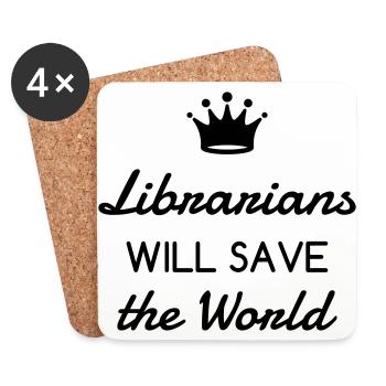 Library Librarian Bibliothek Bibliothèque Livre - Coasters (set of 4) - white - Front