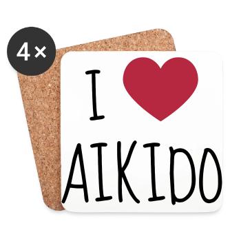 Aikido / Aikidoka / Martial art / Fight - Dessous de verre (lot de 4) - blanc - Devant
