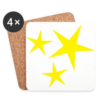 Three (yellow) stars - Coasters (set of 4) - white - Front